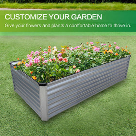GARDMAX galvanized metal planter showing durable, weatherproof construction.