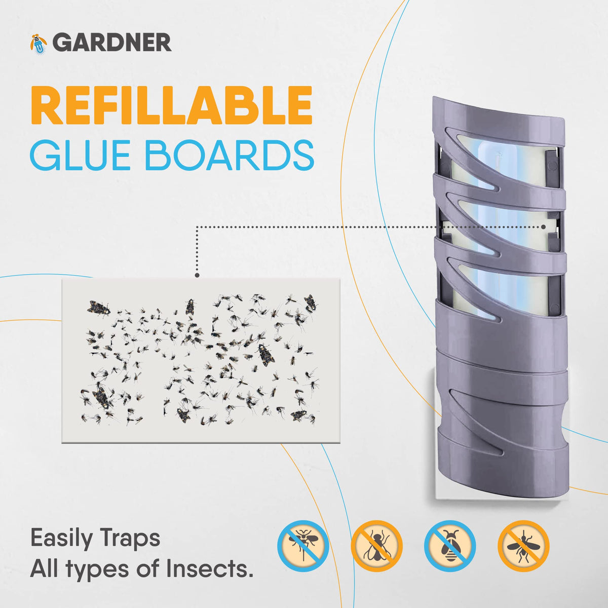 Gardner Flyweb glueboard installed inside the unit showing the sticky surface.