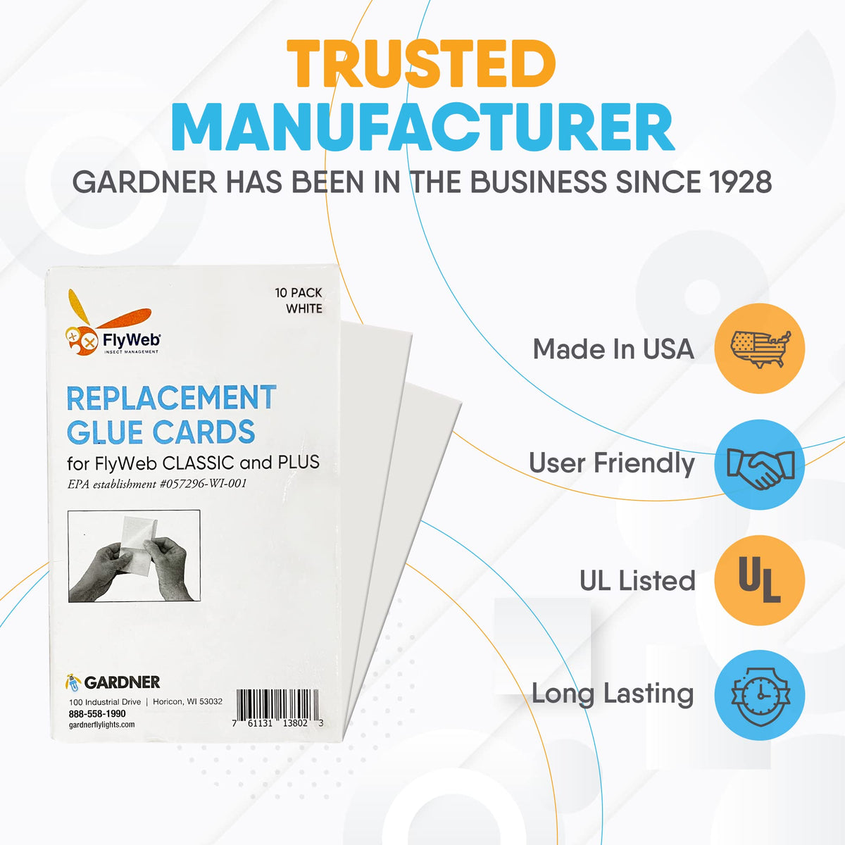 Gardner Flyweb glueboard packaging box showing replacement part.