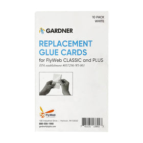 Gardner Flyweb glueboard 10-pack in black for discreet indoor pest trapping.