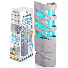 Gardner FlyWeb Indoor front view shows compact, stylish pest control for home use.