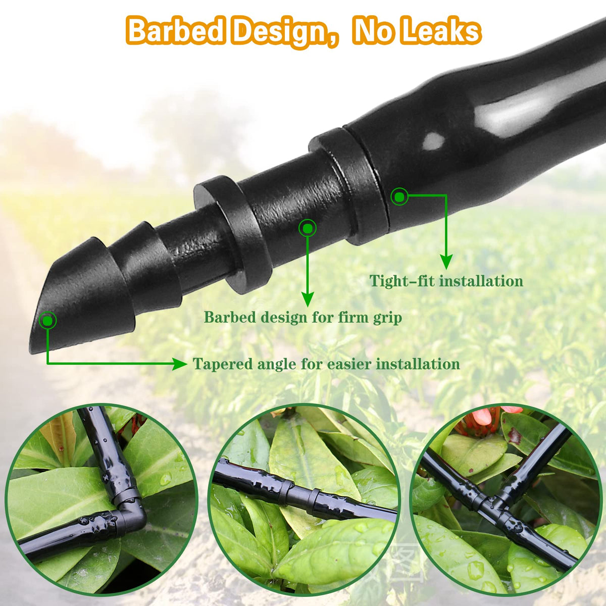 Gardrip 50 tees enable branching to multiple irrigation zones.