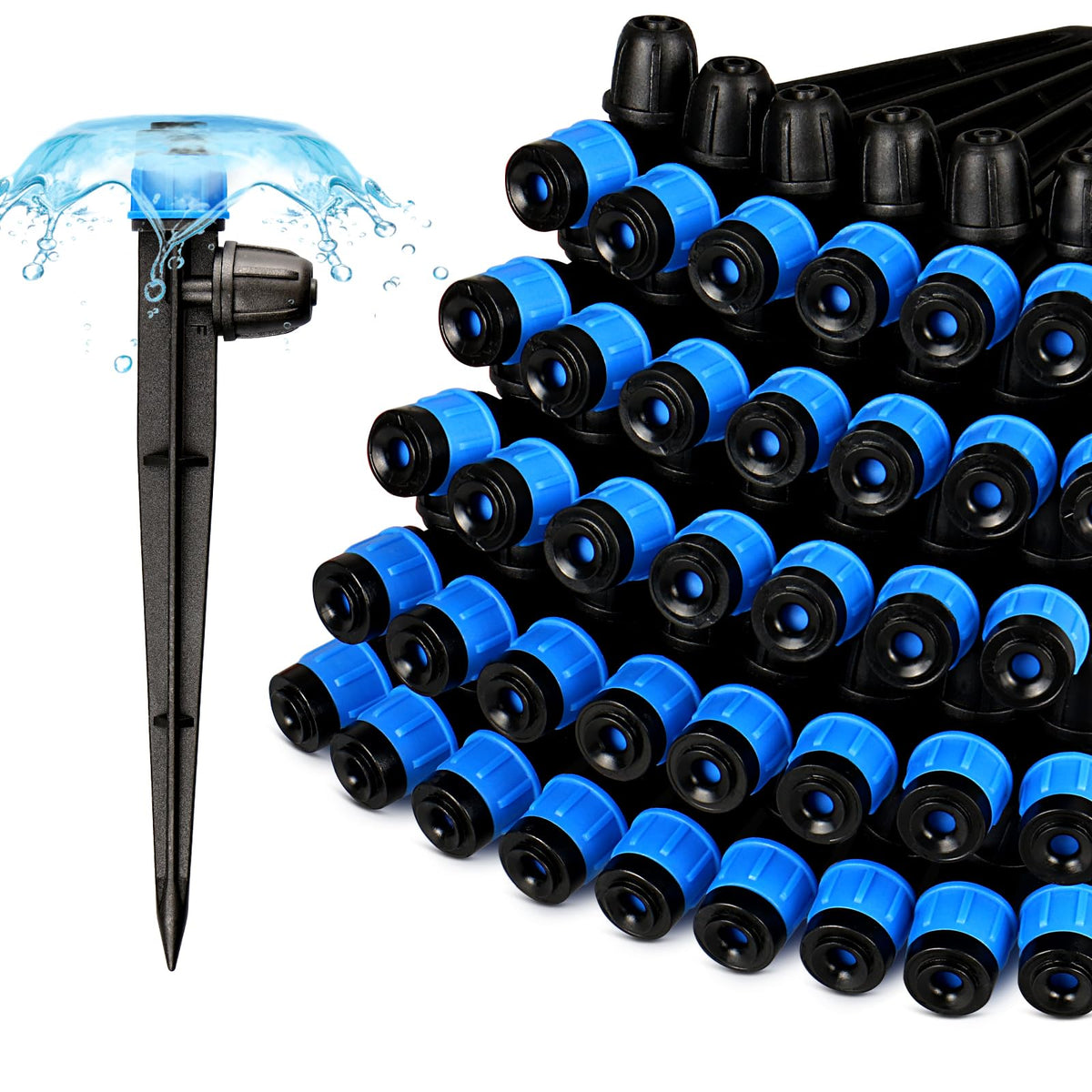 Gardrip 55-pcs drip emitters on stake for scalable irrigation across beds
