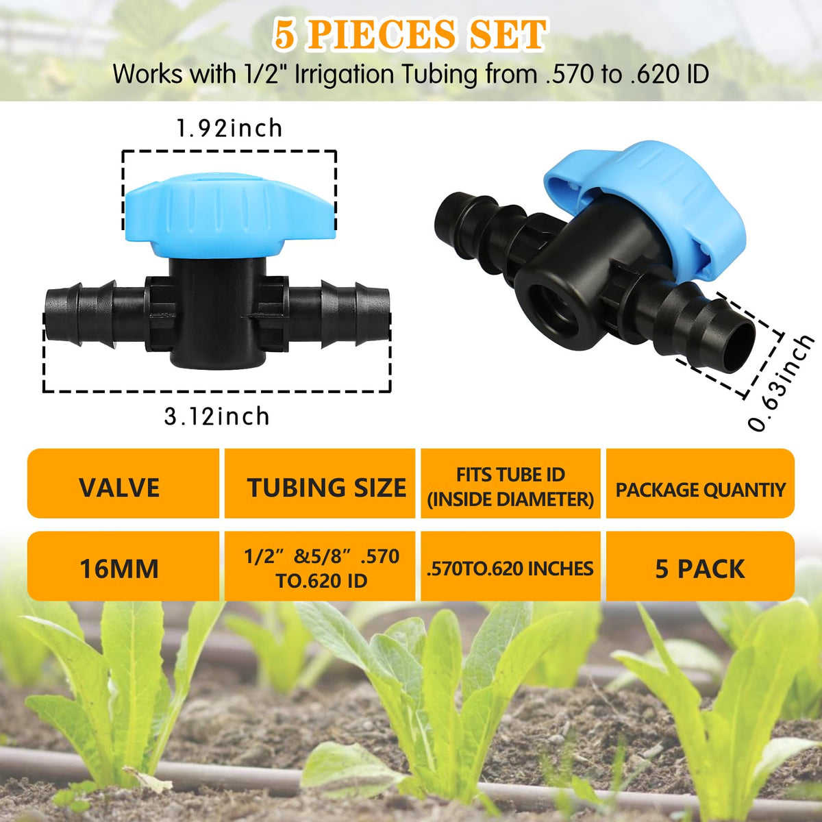 Gardrip ball valve tubing connection close-up showing secure barbed ends for leak-free routing