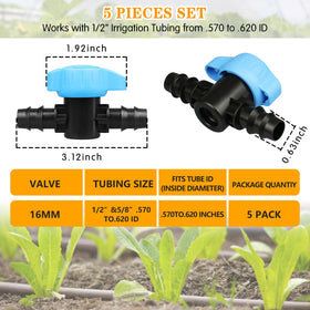 Gardrip ball valve tubing connection close-up showing secure barbed ends for leak-free routing