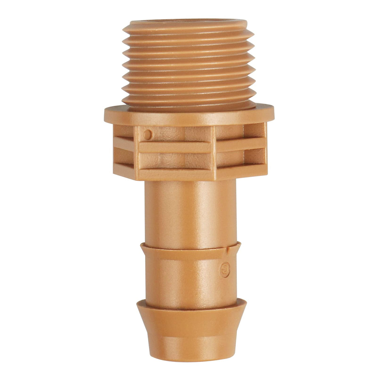 Gardrip barbed coupling assembly showing quick connection to PVC.