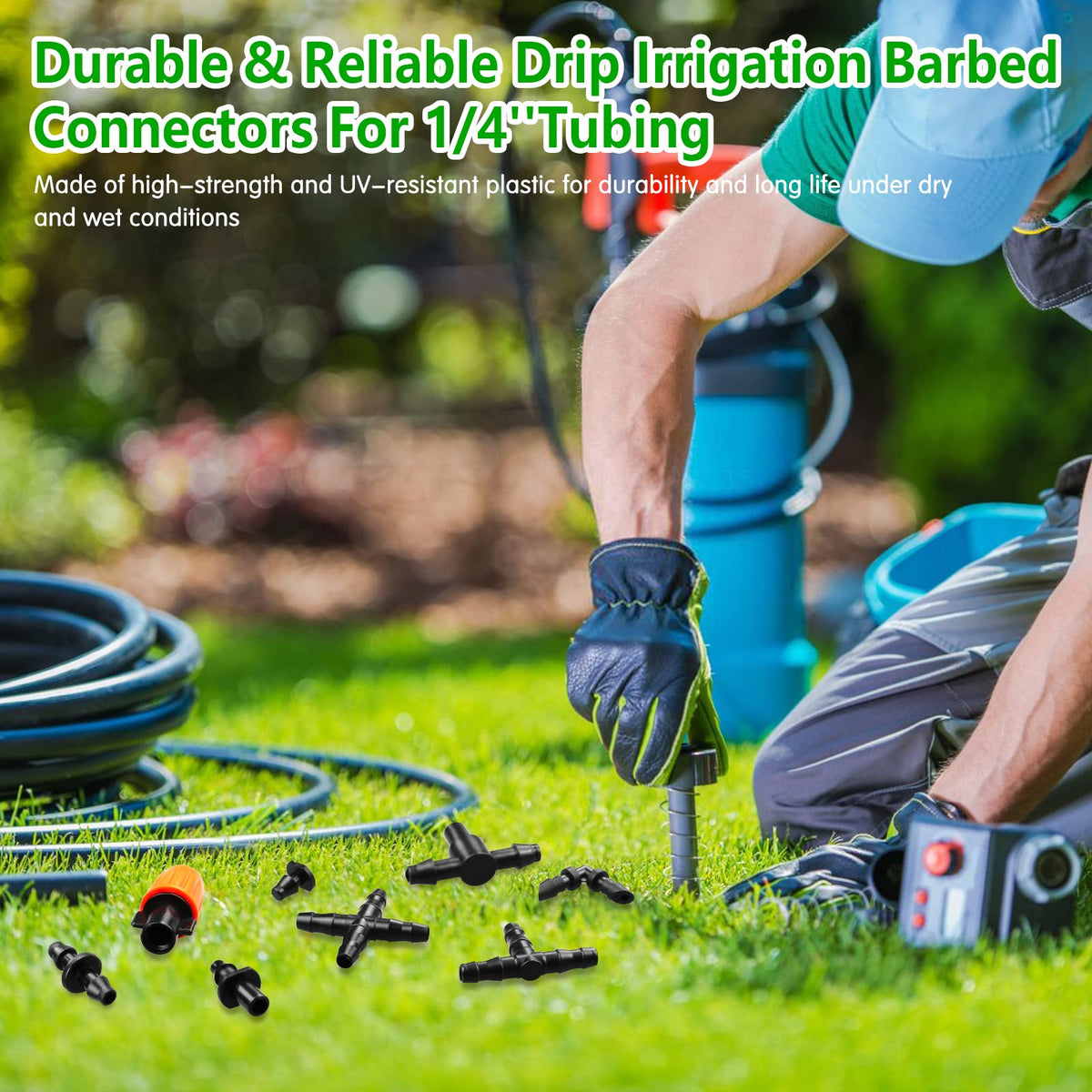 Gardrip couplings join tubing quickly with sturdy, leak-resistant connections.