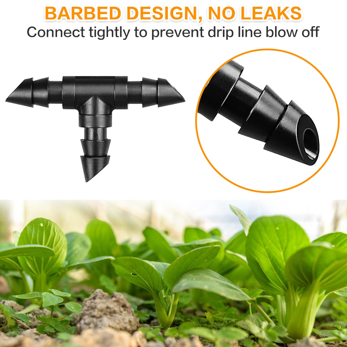 Gardrip durable plastic tees resist deformation for long-term irrigation.