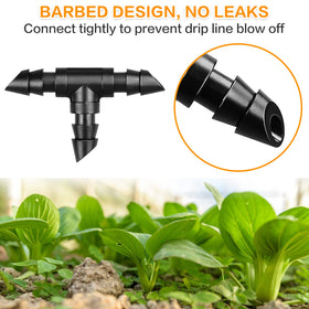 Gardrip durable plastic tees resist deformation for long-term irrigation.
