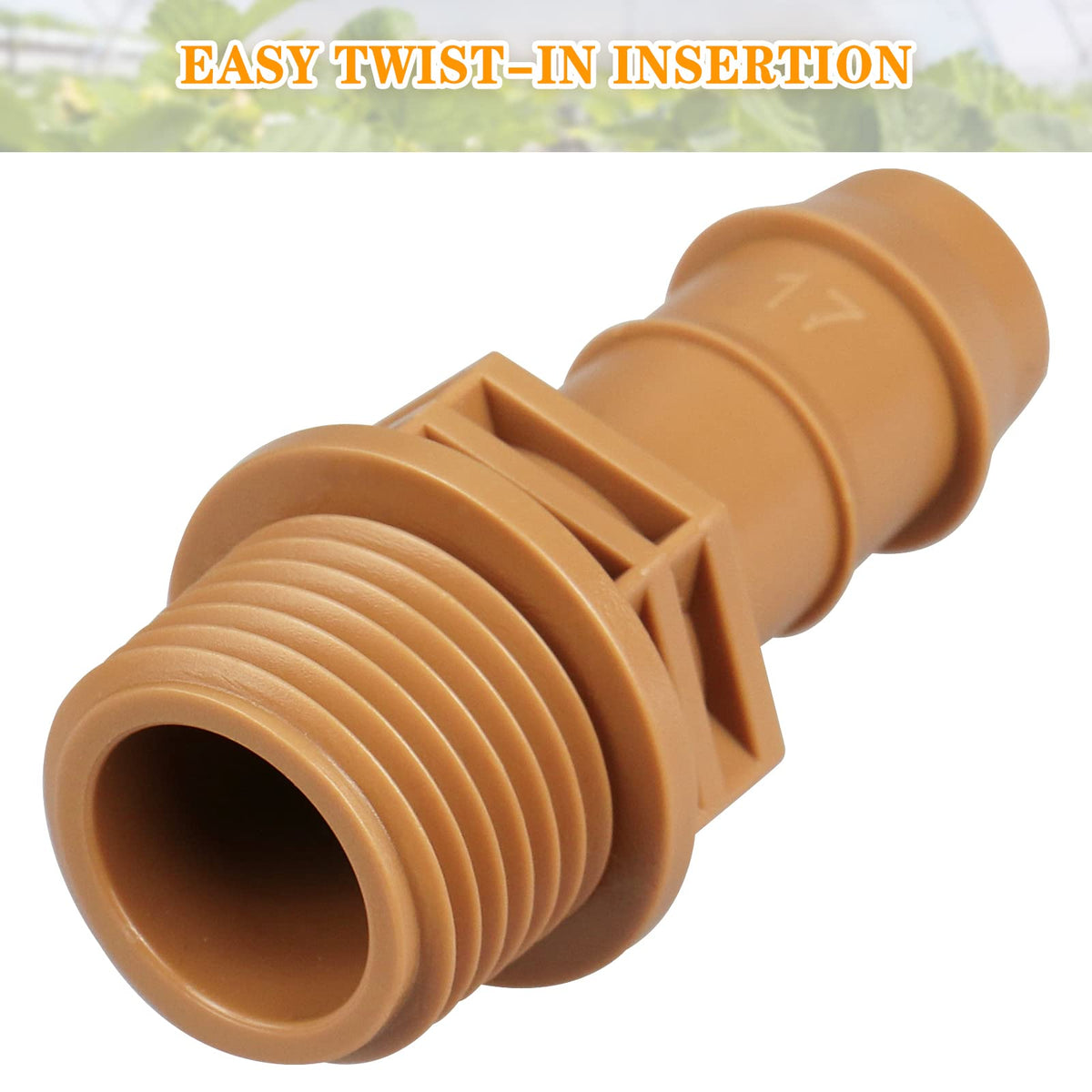 Gardrip durable PVC material highlights long-lasting irrigation connector.