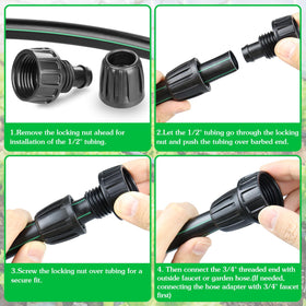Gardrip easy-install lock nut simplifies tubing installation.