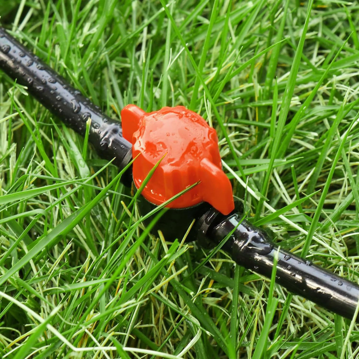Gardrip garden irrigation setup demonstrates compatibility with beds, lawns and planters.