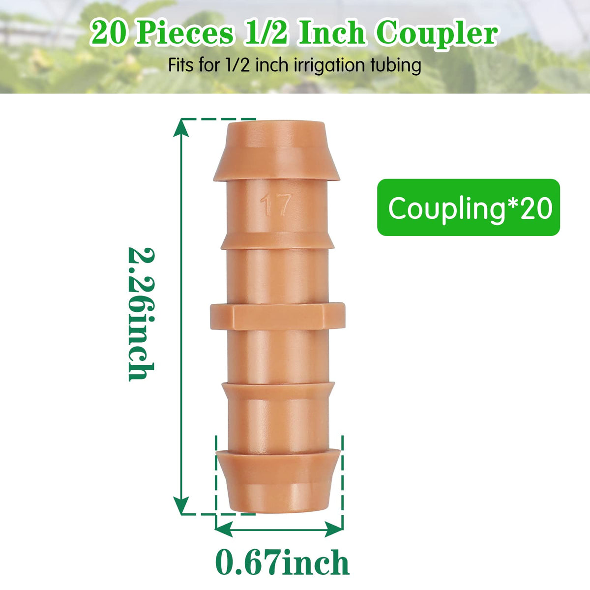 Gardrip half-inch tubing connection demonstrates a snug fit on 17 mm lines.