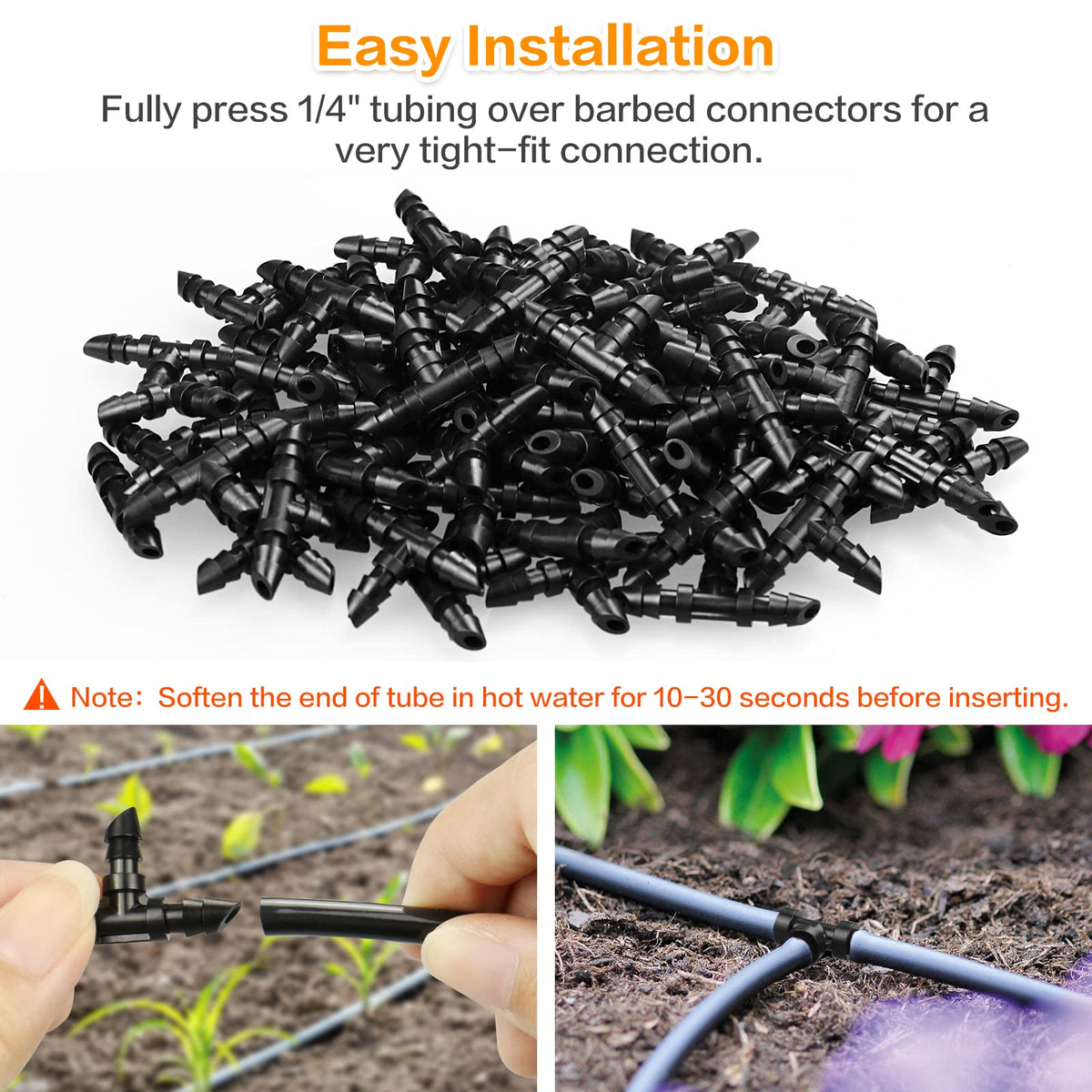 Gardrip leak-proof barbed tee ensures secure tubing without leaks.