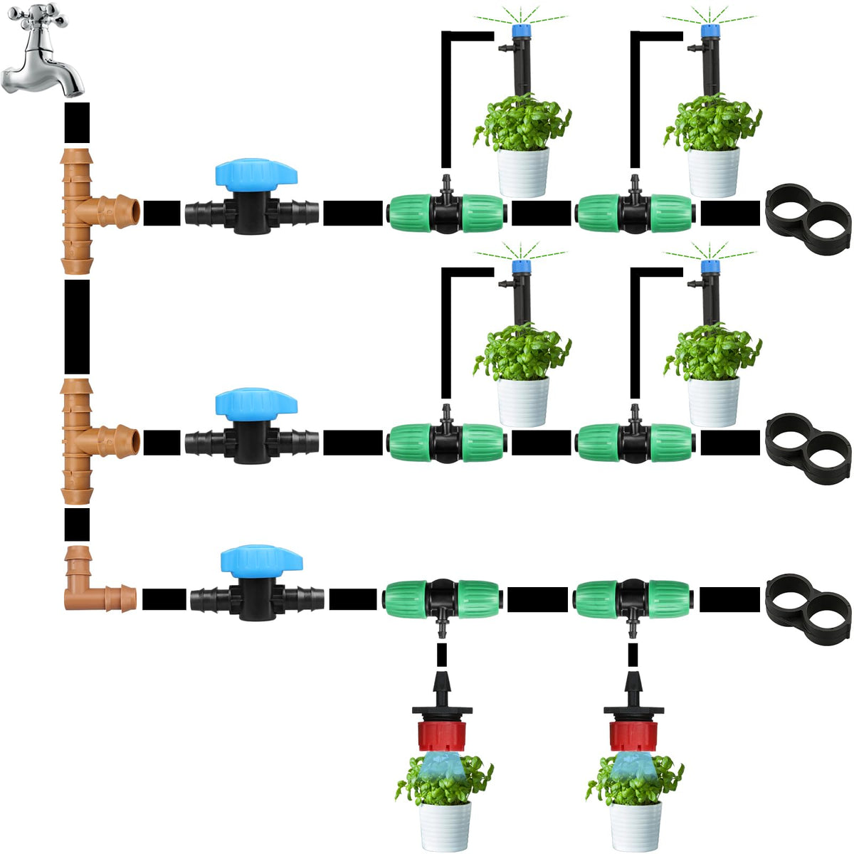 Gardrip packaged irrigation valves display showing a convenient 5-pack for projects