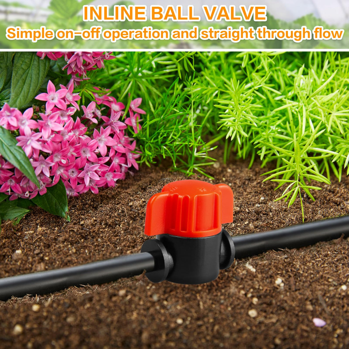 Gardrip valve in use shows controlled flow for irrigation efficiency.