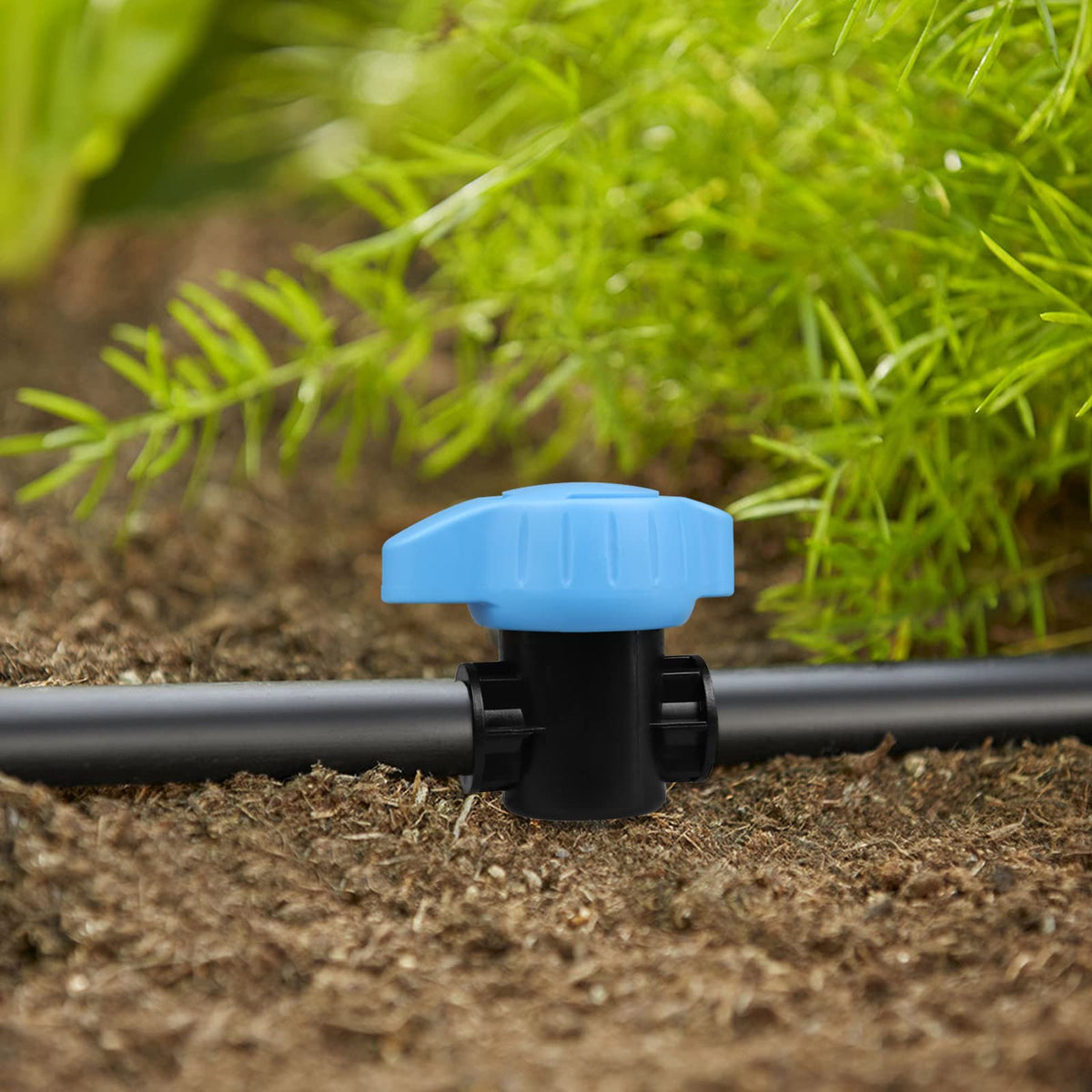 Gardrip valve installation in garden bed illustrating secure leak-proof fit