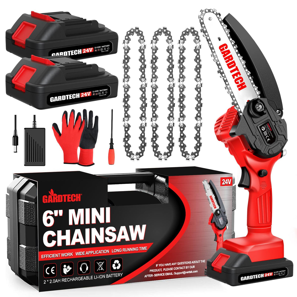 Gardtech Mini Chainsaw 6 Inch in action cutting a log for DIY projects.