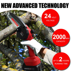 Gardtech Mini Chainsaw ergonomic handle and dual switch.