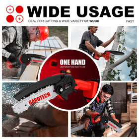 Gardtech Mini Chainsaw lightweight design reduces arm fatigue.