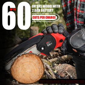 Gardtech Mini Chainsaw with two 24V batteries for extended use.