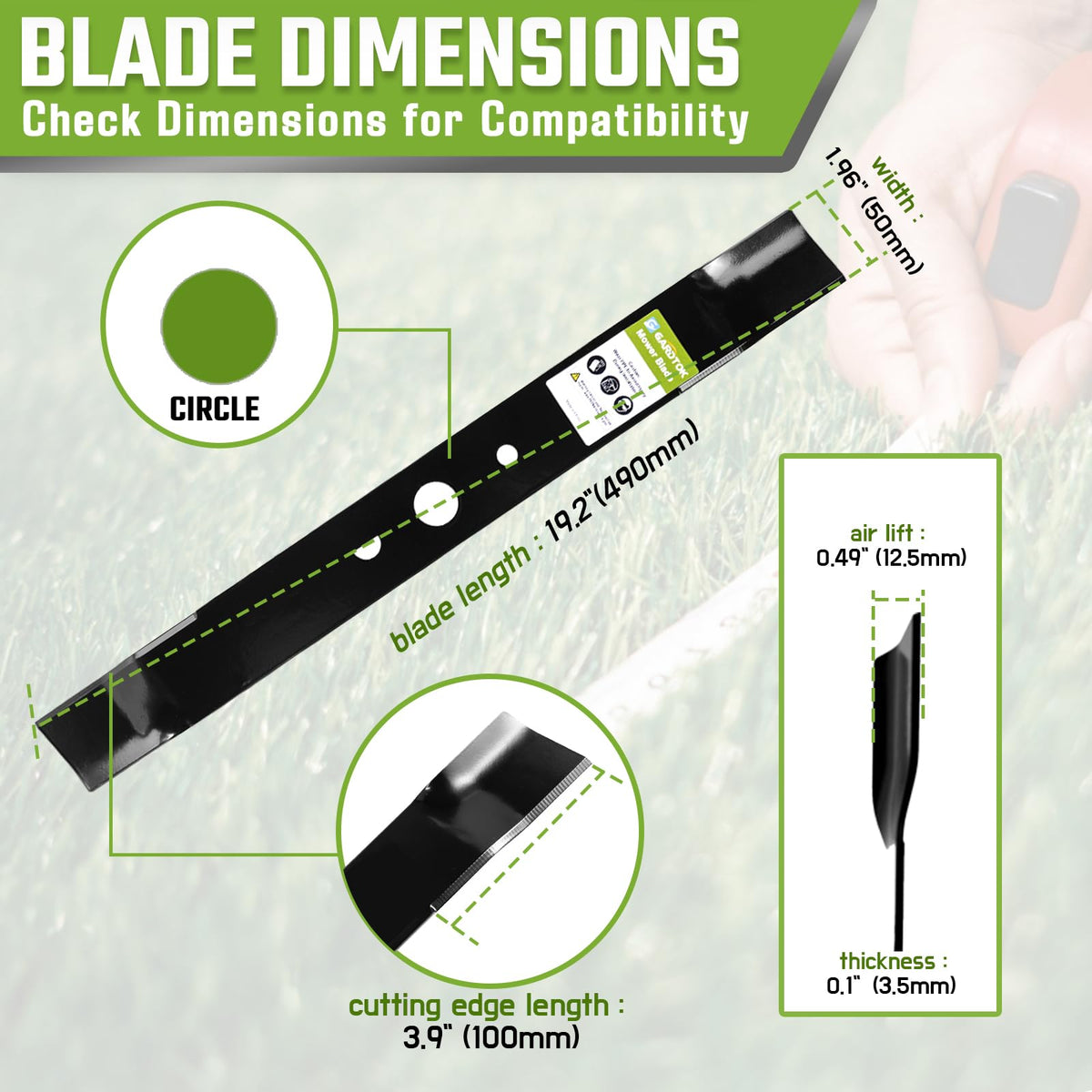 GardTok rust-resistant powder-coat finish extends blade life in tough conditions