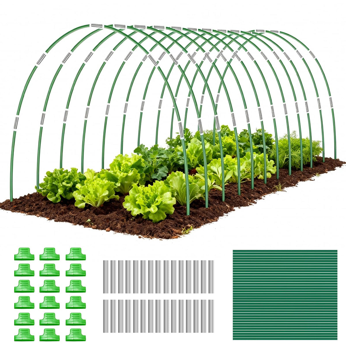 Gardynex garden hoops with plastic-coated fiberglass for smooth, rust-free assembly.