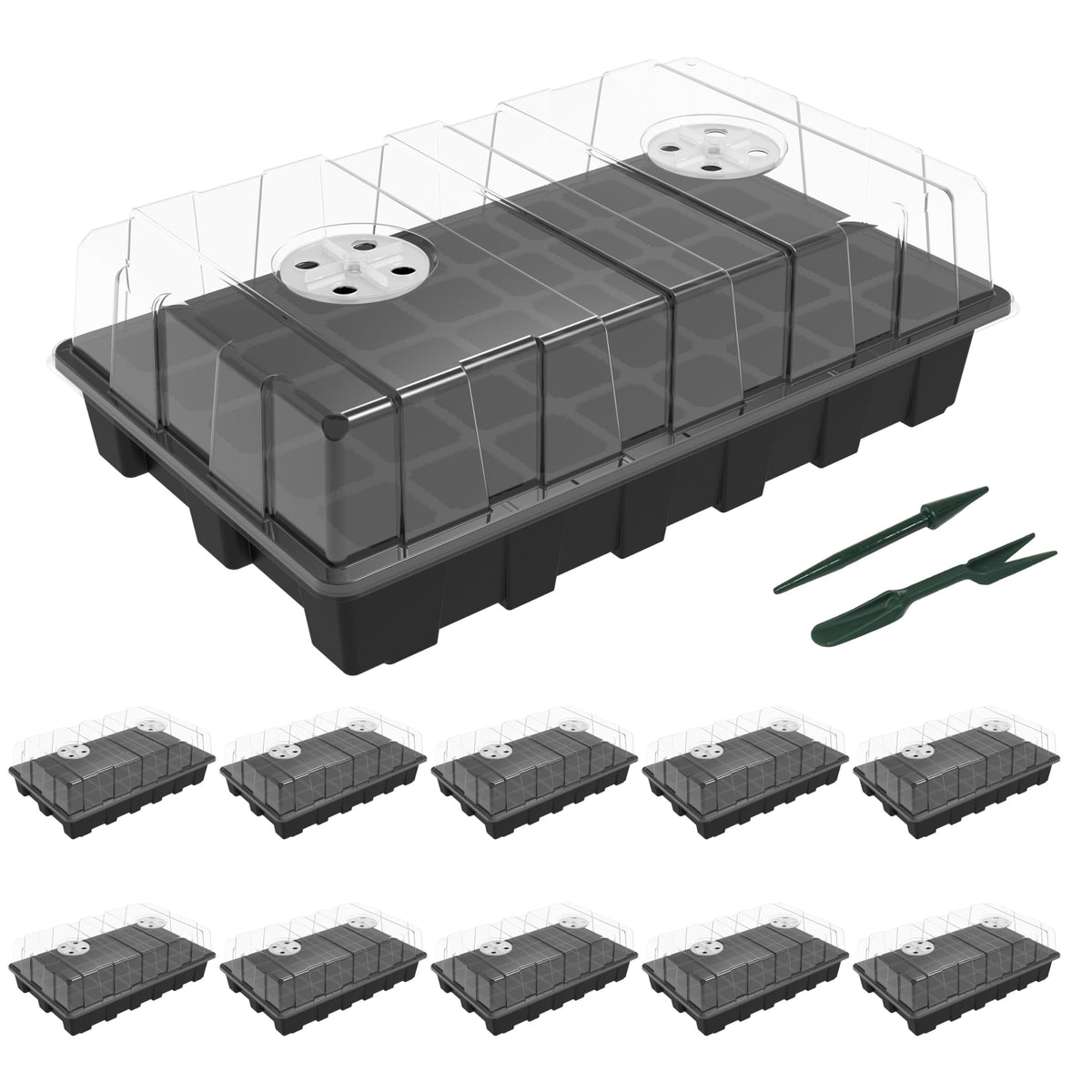 Gardzen 10-set propagator kit with 40-cell tray and dome for germination