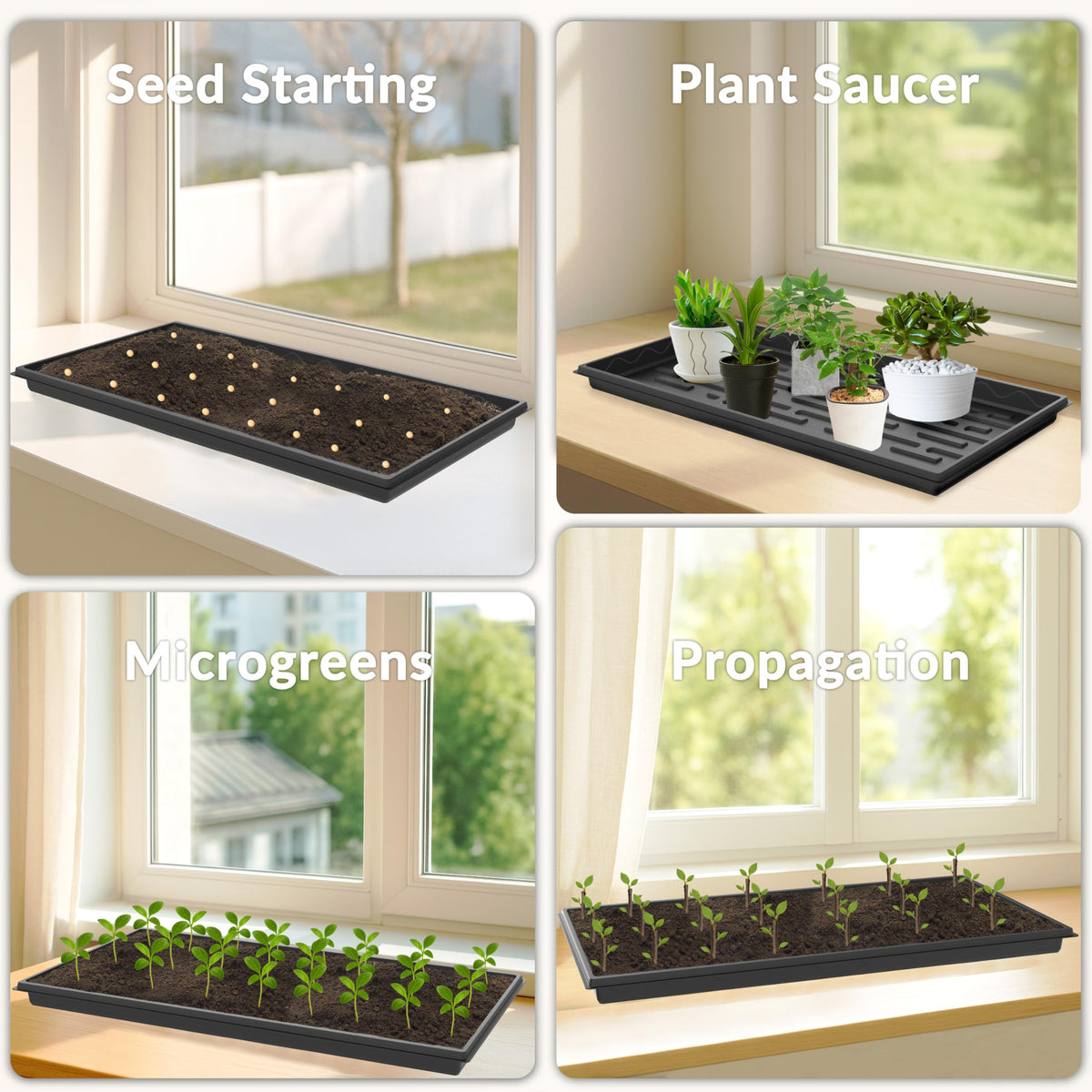 Gardzen 1020 growing trays side view highlighting compact footprint for indoor seed starting