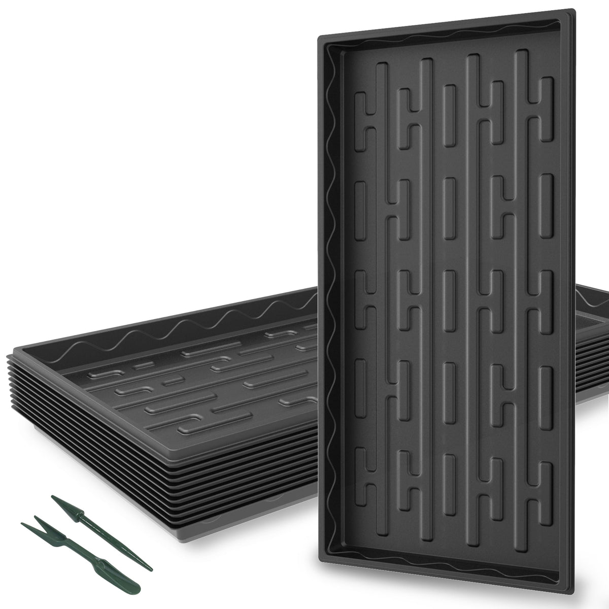 Gardzen 1020 growing trays top view showing stackable design for easy storage and transport