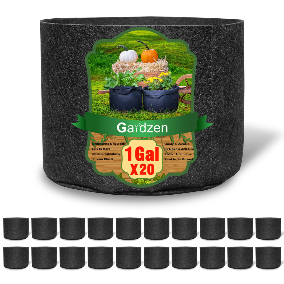 Gardzen 1-gallon nonwoven grow bag with double-stitched handles for easy transport and aerated roots.