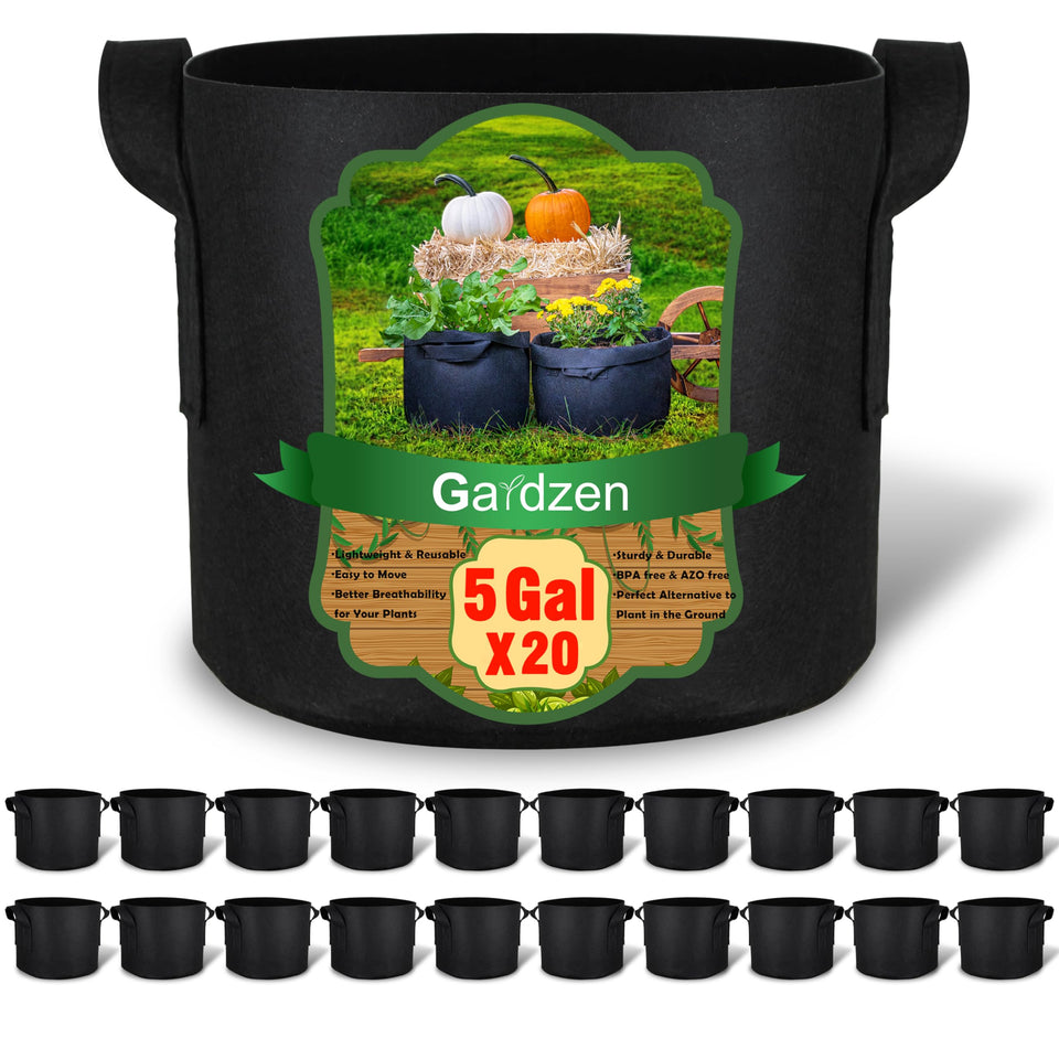 Gardzen 20-pack grow bags for versatile container gardening and space-saving setups.