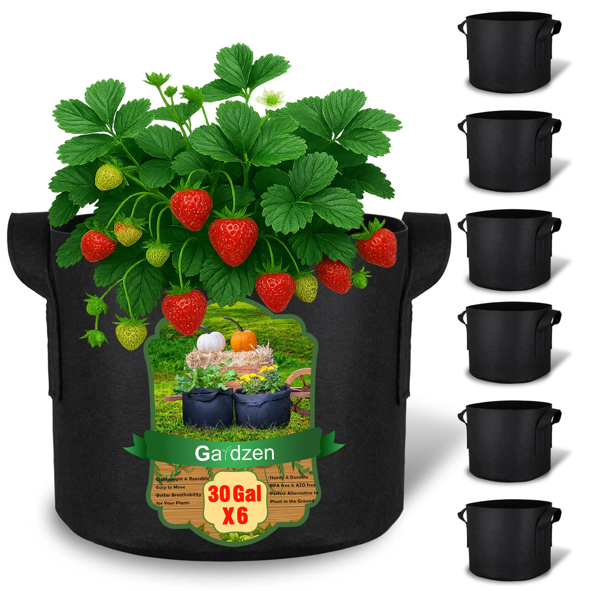 Gardzen 30-gallon grow bag with waterproof liner for moisture retention and healthier plants.