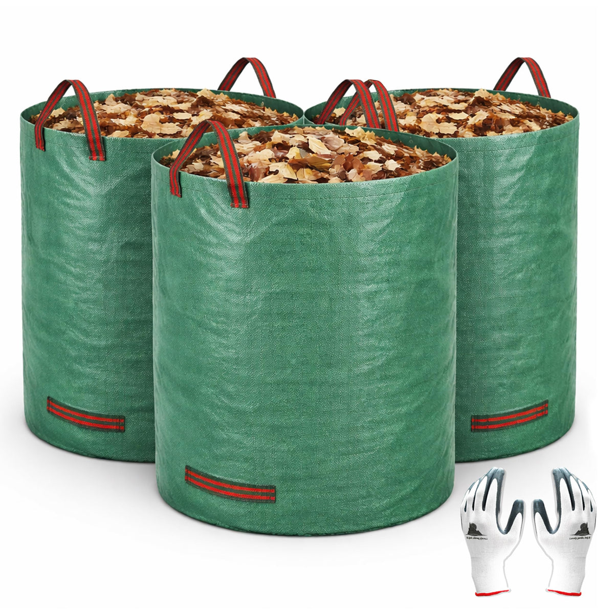 Gardzen 3-Pack yard waste bags side view showing rugged construction for leaves and clippings