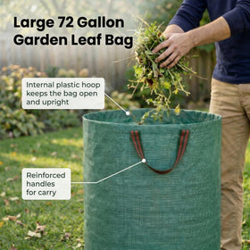 Gardzen bag with plastic ring providing stand-up stability during loading