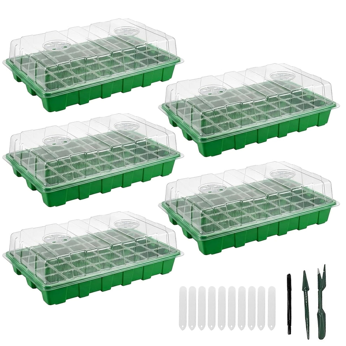 Gardzen 5-pack seed starter tray kit with 40 cells for organized seed sowing.