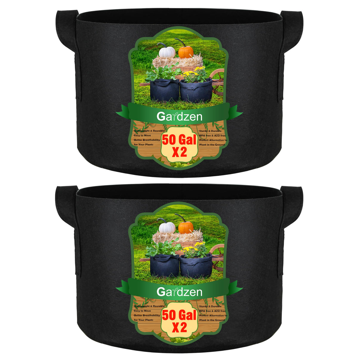 Gardzen 50-gallon grow bag fabric texture shows breathable material for healthy roots