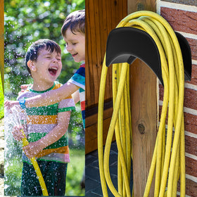 Gardzen black outdoor hose storage keeps equipment ready by the wall.