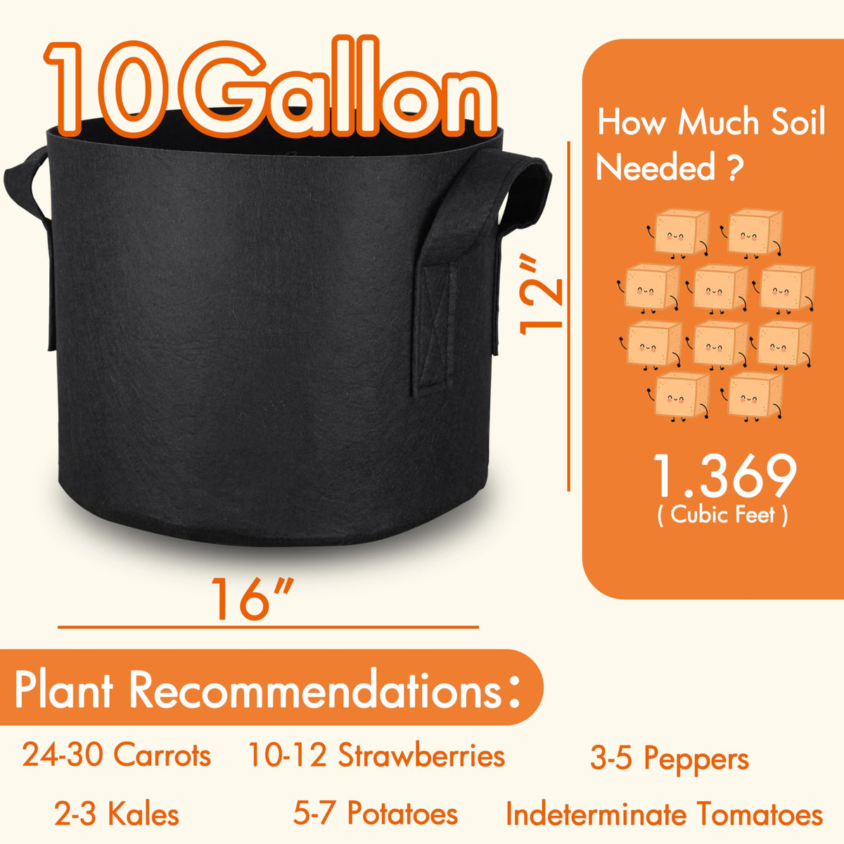 Gardzen durable fabric grow bags withstand frequent garden use in containers