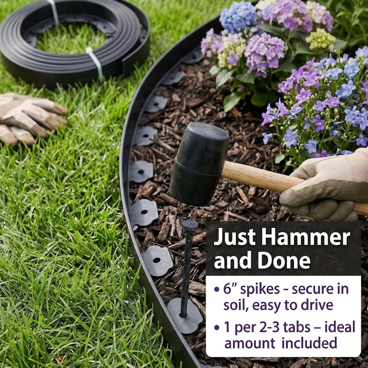 Easy installation with Gardzen edging kit and no-dig setup