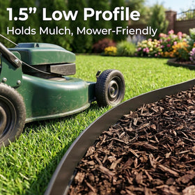 Gardzen no-dig install feature allows quick staking of borders.
