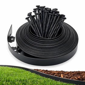Gardzen edging kit along a lawn border with 1.5-inch height for neat edges