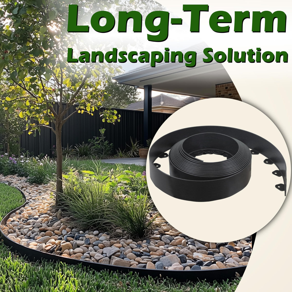 Gardzen edging spikes secure the border in soil for long-lasting stability.