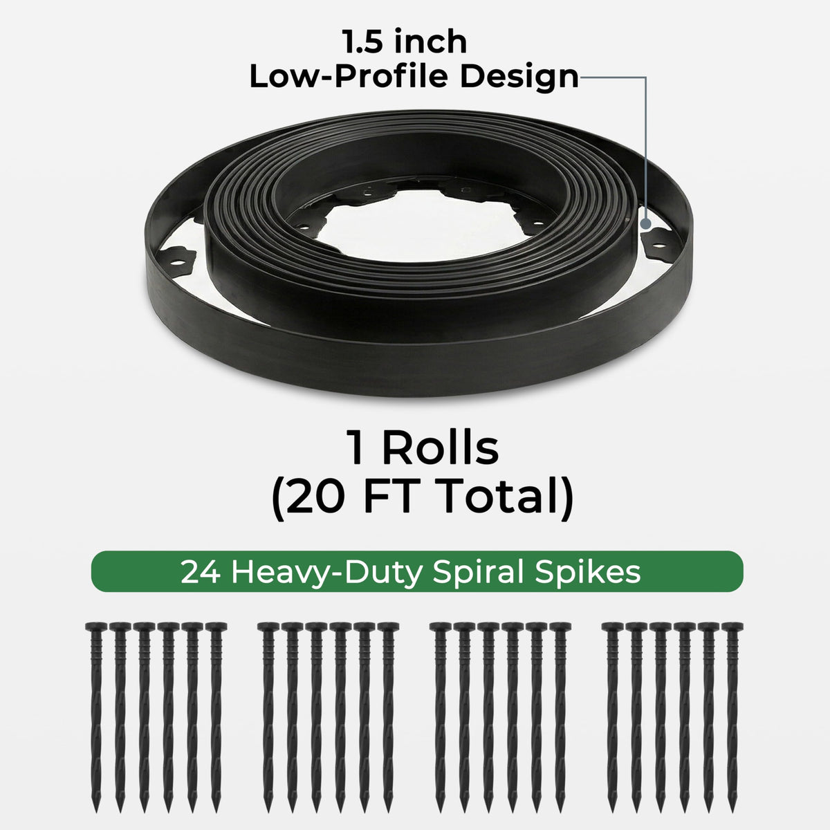 Gardzen 20 ft border kit supports lawn edges and mulch containment.