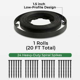 Gardzen 20 ft border kit supports lawn edges and mulch containment.