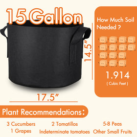 Gardzen grow bag with reinforced handles and cross-stitching for easy moving.