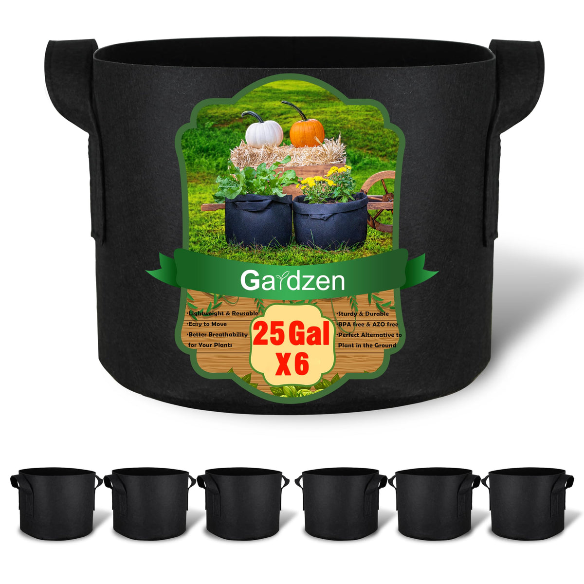 Gardzen grow bag with handles offers easy transport for setup.