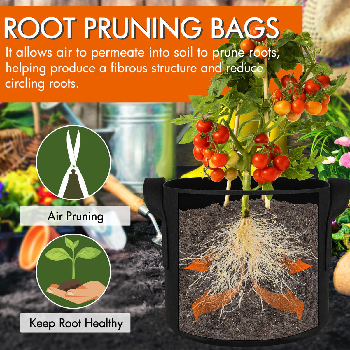 Gardzen grow bags featuring efficient drainage to prevent waterlogging