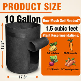 Gardzen grow bags with sturdy handles for easy relocation in the garden.