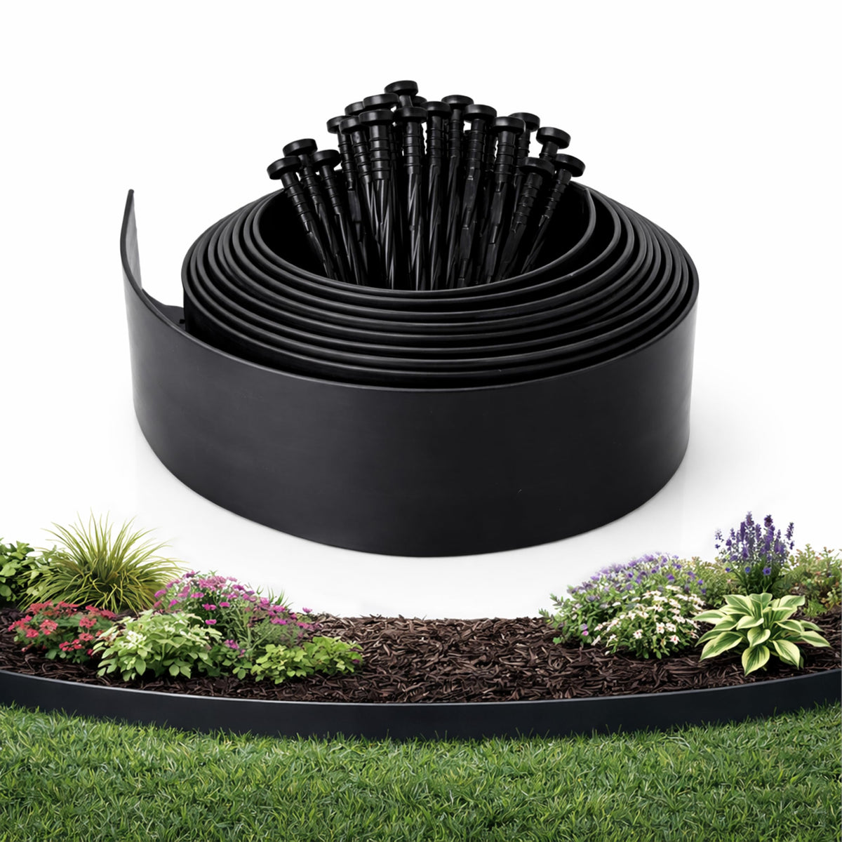 Gardzen landscape edging kit defines flower beds with a durable border.